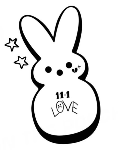 Lil Peep Coloring Page, Lil Peep Peep Bunny, Peep Bunny Tattoo, Playboy Bunny Drawing, Lil Peep Drawing Ideas, Lil Peep Tattoo Ideas, Lil Peep Drawing, Tattoo Layout, Peep Tattoo