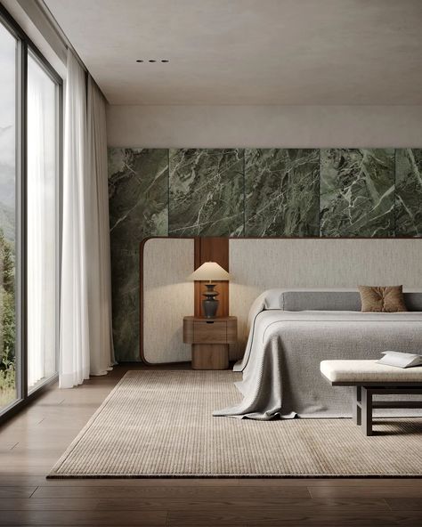 Marble Headboard, Marble Bedroom, Kampar, Stone Accent Walls, Art Interior Design, Workplace Design, Art Interior, Bedroom Headboard, Minimalist Bedroom