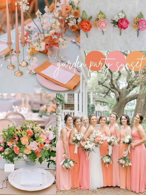 Peach Coral Orange Wedding, Pink Orange Beige Wedding, Apricot Themed Wedding, Pink And Peach Wedding Decorations, Peach Tone Wedding, Blush Coral Wedding, Light Pink And Orange Wedding Theme, Pink Peach Cream Wedding, Spring Pastel Wedding Ideas