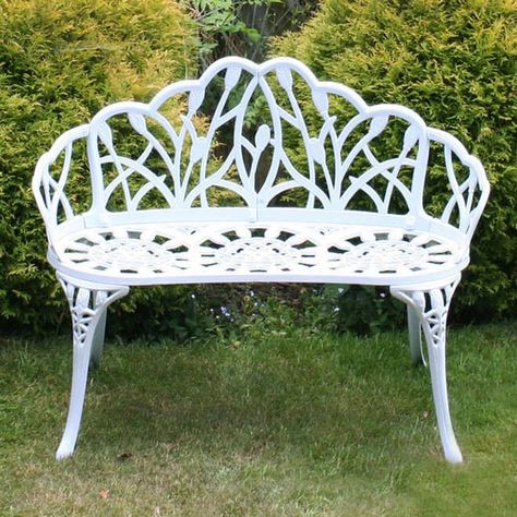 You'll love the Tulip 2 Seater Cast Aluminium Bench at Wayfair.co.uk - Great Deals on all Outdoor products with Free Shipping on most stuff, even the big stuff. Patio Benches, Durable Outdoor Furniture, Balcony Chairs, Outdoor Furniture Decor, Chair Outdoor, Garden Chair, Luxury Garden, Cool House Designs, Garden Bench