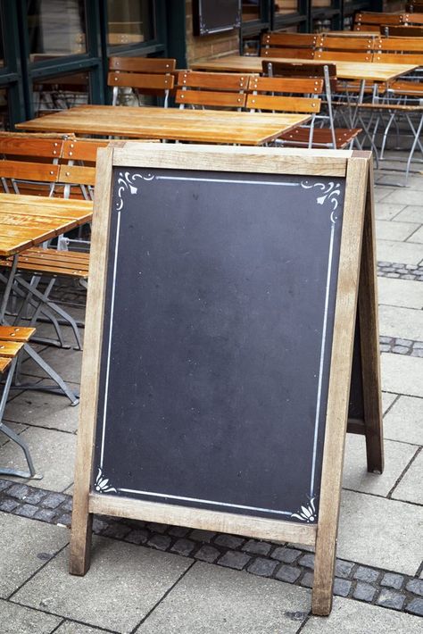 Sandwich boards are a great way to inexpensively catch customers' attention. Sandwich Board Signs, Make A Sandwich, Cafe Display, Display Artwork, Board Signs, Sandwich Board, How To Make Sandwich, Diy Chalkboard, Chalkboard Sign