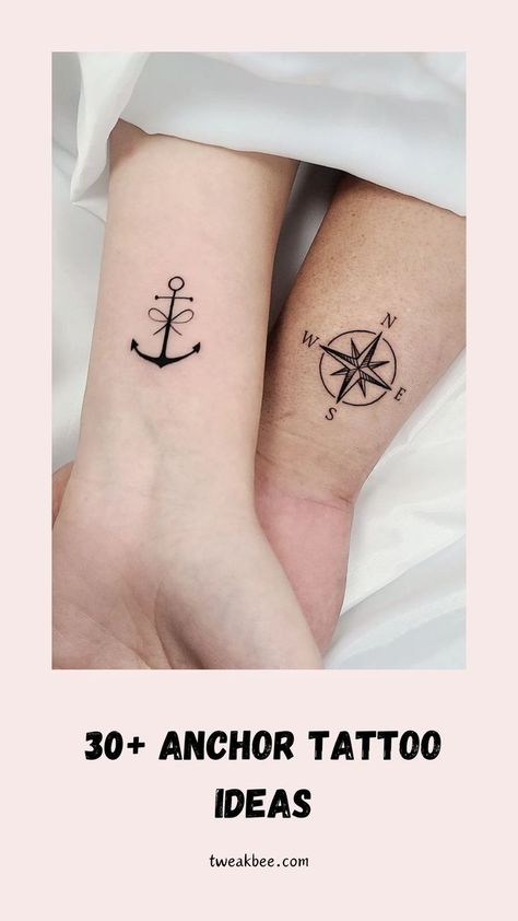 Anchor Tattoo Fine Line Anchor Tattoos For Women, Nautical Map Tattoo Design, Fine Line Anchor Tattoo, Cruise Tattoo Ideas, Diving Helmet Tattoo, Anchor Tattoos For Women, Simple Anchor Tattoo, Partner Tattoo, Anchor Tattoo Wrist