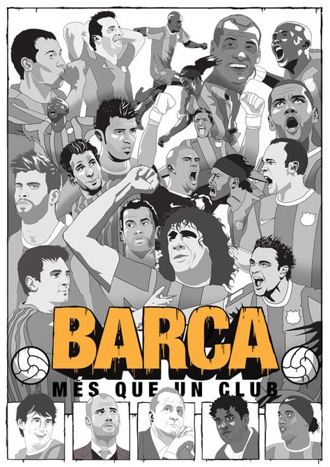 Barca poster by Dan Leydon Barca Poster, Soccer Drawing, Fcb Barcelona, Messi Poster, Fc Barcelona Wallpapers, Lionel Messi Barcelona, Football Fever, Rivaldo, Soccer Theme