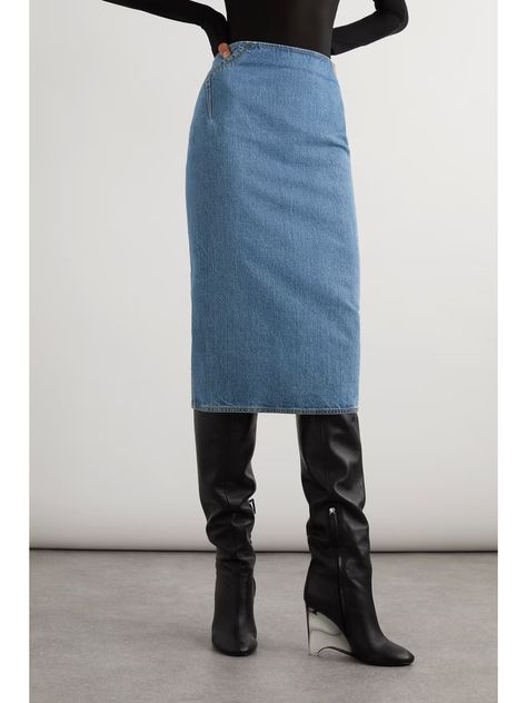 ALAÏA Archetypes denim pencil skirt | NET-A-PORTER