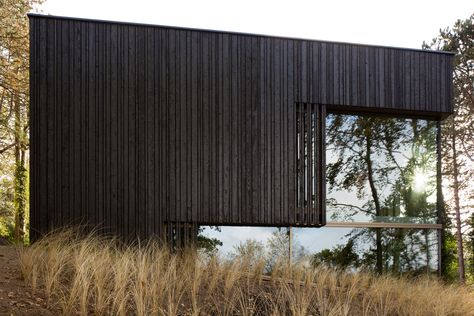 Charred timber and glass villa by VVKH Architecten is embedded in a dune Funny Real Estate Quotes, Funny Real Estate, Charred Wood, Shou Sugi Ban, Real Estate Humor, Timber Cladding, Real Estate Quotes, Steel House, Black Wood