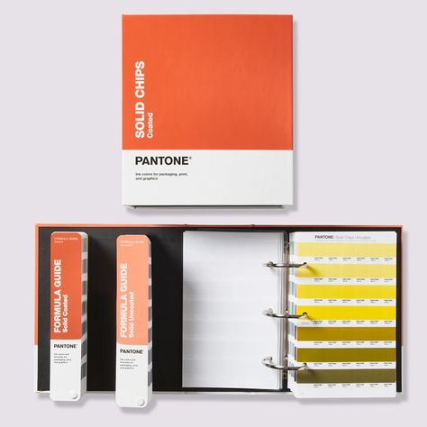 Reference, share, and compare the gamut of Pantone Spot colors with the Pantone Solid Color Set. The Solid Color Set includes the Pantone Formula Guide and Solid Chips Books in one bundle. The Formula Guide provides a versatile, end-to-end color matching tool printed on coated and uncoated fan decks, featuring 2,390 market-driven spot colors in the Pantone Graphics System and 224 brand new graphics colors. Color Chip, Ral Colours, Ring Binder, Pantone Color, Fashion Room, Ink Color, Color Set, Paper Stock, All Print