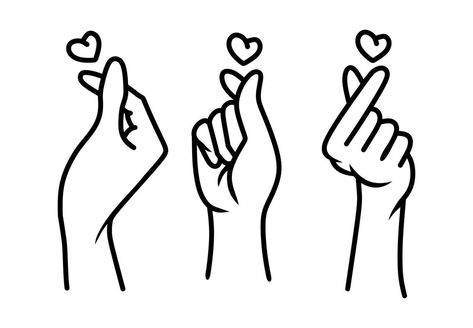 Korean heart sign. Finger love symbol. Happy Valentines Day. I love you hand gesture. Vector illustration Love yourself concept. Hand drawn design for print greeting cards, banner, poster Love Hand Sign Tattoo, Love Hand Sign, Korean Heart, Korean Heart Tattoo, Hand Heart Illustration, Korean Heart Sign Hand, Aesthetic Heart Hand Sign, Korean Heart Sign, Heart Tattoo On Finger