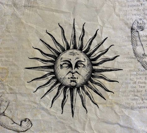 Sun An Moon Drawing, Mosaic Sun Tattoo, Unique Sun Tattoo For Men, Woodcut Sun Tattoo, Blackwork Sun Tattoo, Sun God Drawing, Meaningful Tattoo Drawings, Sun Etching, Sun God Tattoo