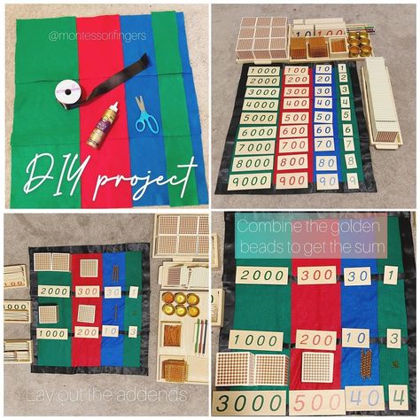 Montessori Fingers 🇨🇦🇵🇭 on Instagram: “𝐃𝐈𝐘 𝐆𝐨𝐥𝐝𝐞𝐧 𝐁𝐞𝐚𝐝𝐬 𝐎𝐩𝐞𝐫𝐚𝐭𝐢𝐨𝐧 𝐌𝐚𝐭 NO sewing required. 😊 Total cost $6 Materials 🔹felt paper 🔹tacky glue 🔹black ribbon” Bead Matted, Math Place Value, Montessori Math, Montessori Materials, Montessori Activities, Black Ribbon, Felt Diy, Glue, Montessori