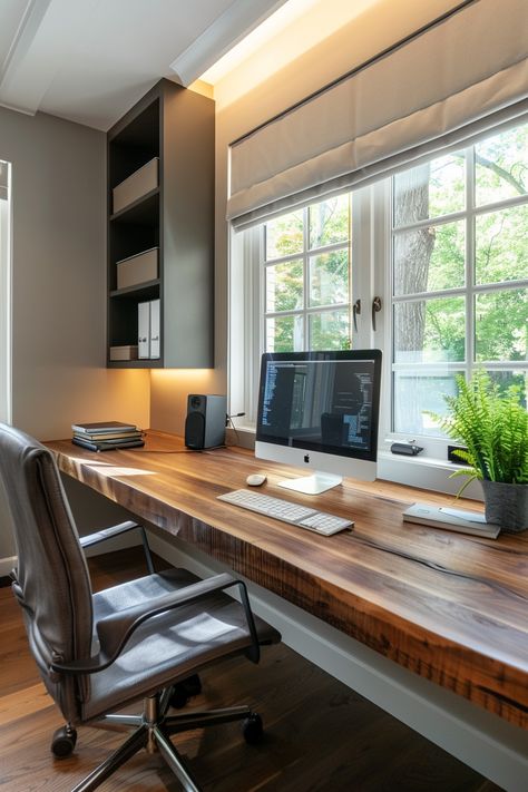 Walnut Desk Office, Masculine Home Office, Home Office Setup Ideas, Aesthetic Home Office, Desk Setups, My Home Office, Hidden Hills, Glass Office, Dream Office