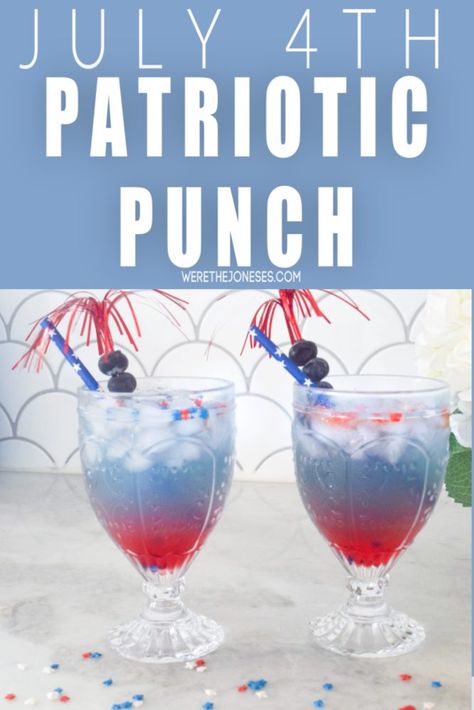 Red White Blue Drink, Patriotic Punch, Party Punch Alcohol, Blue Hawaiian Punch, Fun Party Drinks, Blue Drink, Layered Drinks, Kids Punch, Hot Dog Bar