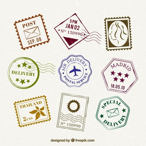 طوابع بريد, Adventure Logo, طابع بريدي, Travel Stamp, Postal Vintage, Postcard Stamps, K Wallpaper, Logo Set, Badge Design