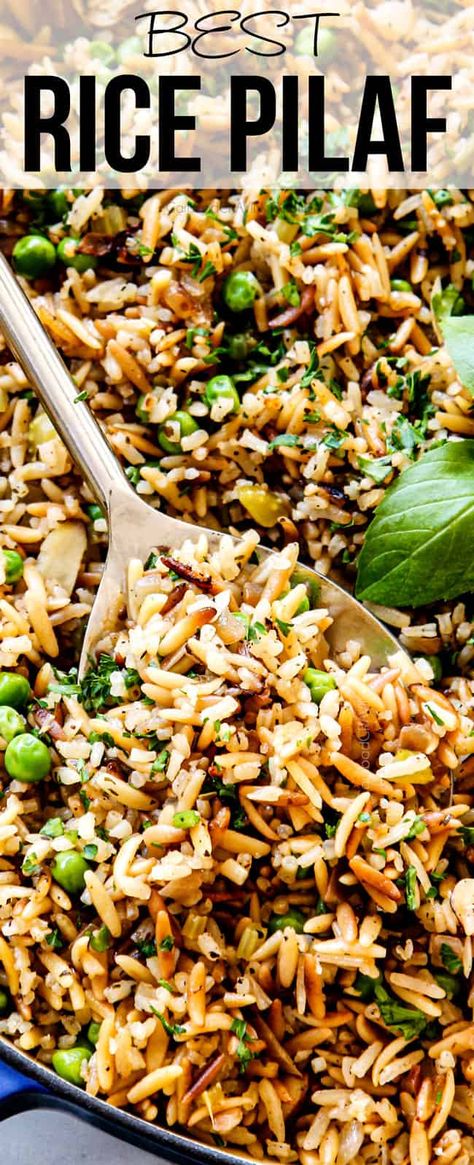 Rice Pilaf Recipe - Carlsbad Cravings Rice Recipes For Dinner Side Dishes Instant Pot, Rice Pilaf Recipe Vegetable, Integral Rice Recipes, Orzo And Rice Recipes, Best Rice Pilaf Recipe, Holiday Rice Recipes, Thanksgiving Rice Dishes, Orzo Rice Recipes, Thanksgiving Rice Recipes