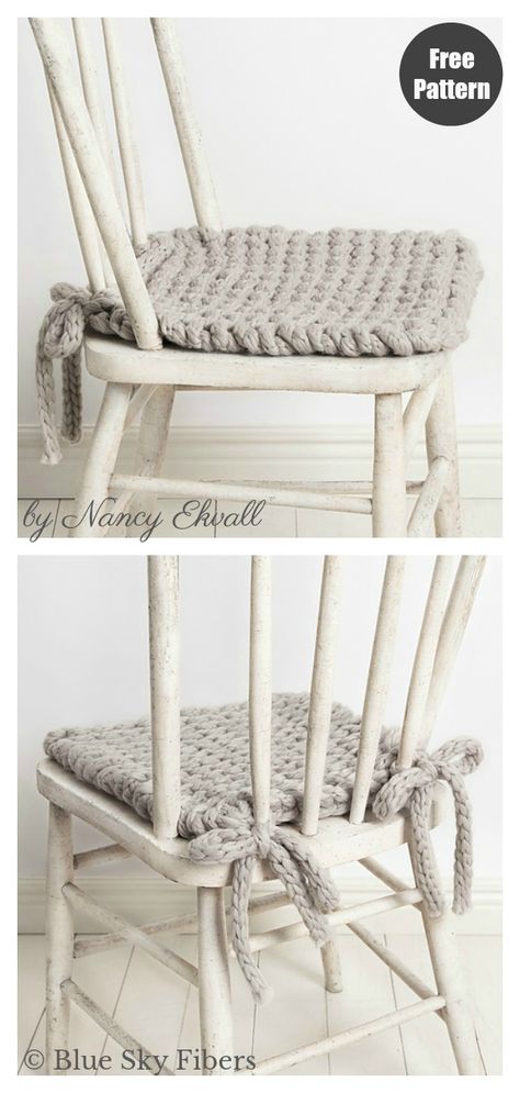 Champlin Chair Cushion Free Knitting Pattern #freeknittingpattern #knittingpattern Koti Diy, Crochet Cushion Cover, Knitting Patterns Free Cardigans, Crochet Cushions, Crochet Home Decor, The Chair, Yarn Projects, Knitting Machine, Diy Knitting