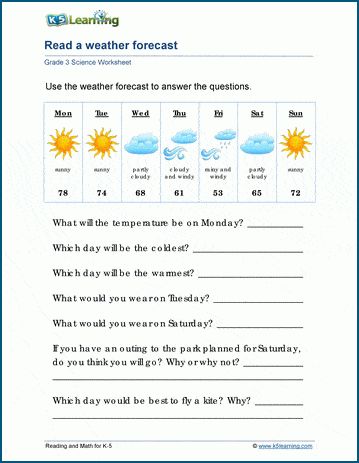 Weather and climate worksheets. Free | Worksheets | Grade 3 | Printable Kindergarten Science Lessons Free, Third Grade Worksheets Free Printables, Weather Worksheets 2nd Grade, Third Grade Science Worksheets, Geography Test, Weather Unit Study, Third Grade Worksheets, Grade 3 Science, 6th Grade Worksheets