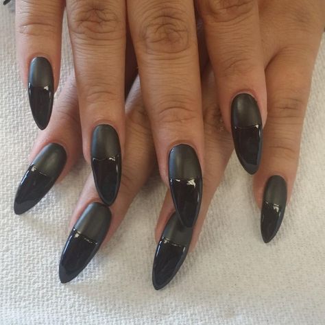 half matte half shiny Mat Black Nails With Shiny Tip, Half Matte Half Gloss Nails Black, Half Matte Half Gloss Nails, Black Nails Half Matte, Trendy Black Half-zip Top, Half Moon With Tip Nail Design, Matted Nails, Matte Black Nails, Shine Nails