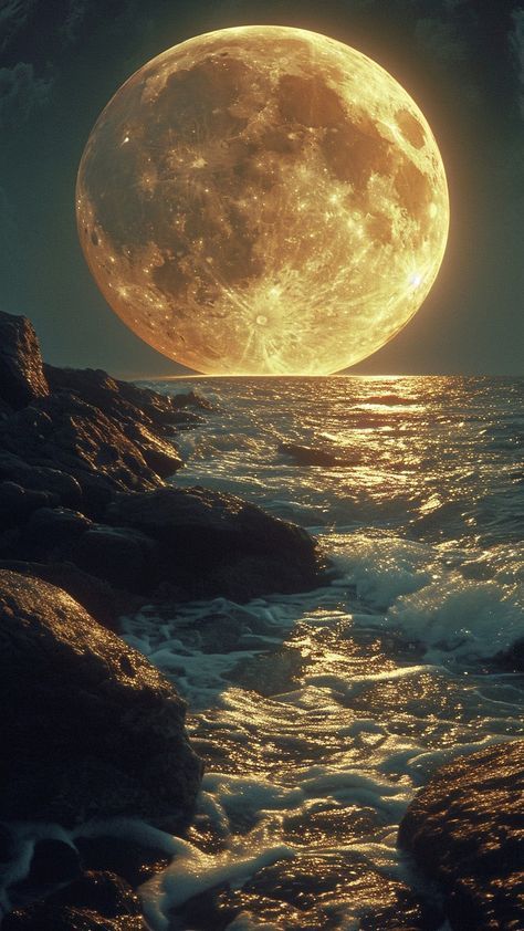 Ocean And Moon, Super Full Moon, Full Moon Photos, Beautiful Moon Pictures, Moonlight Photography, Beautiful Wallpapers For Iphone, Moon Images, Planets Wallpaper, Ocean Pictures