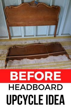 Check out this thrift store headboard and footboard repurosing idea as a farmhouse bench! this upcycling project is fun and perfect if you're decorating on a budget. #diy #headboard #bench Bench From A Headboard, Diy Headboard Bench, Make A Bench, Crate Bench, Repurposed Headboard, Headboard Diy, Old Headboard, Making A Bench, Outdoor Storage Bench