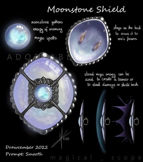 Magical Kaleidoscope - Moonstone Shield Magical Artifacts Art, Magic Relics, Magic Artifacts Concept Art, Magic Item Art, Shield Sketch, Magical Shield, Magic Artifacts, Magic Shield, Piskel Art