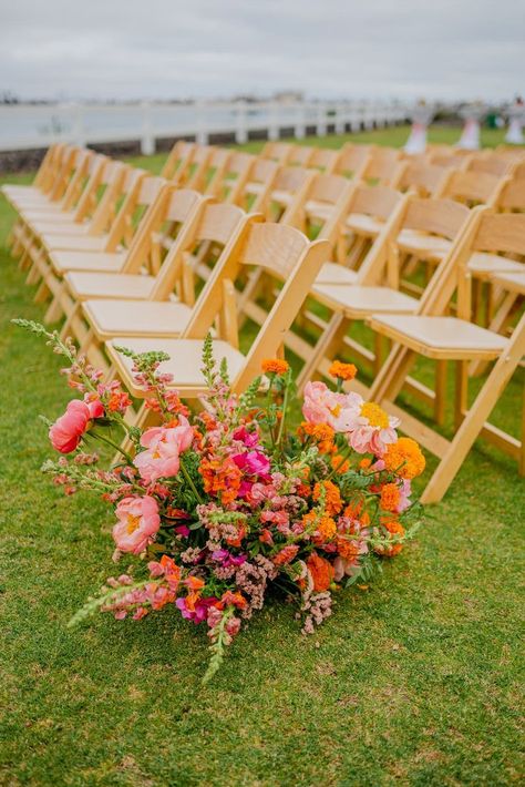 The colorful details for this San Diego wedding were so cheery and vibrant - so glad Jasmine Ruiz was able to capture the colors and detail that went into the big day! Colorful Simple Wedding Decor, Vibrant Outdoor Wedding, Bright Bridesmaids Bouquets, Bright Tropical Wedding Flowers, Western Colorful Wedding, Colorful Wedding Altar, Bright Colors Wedding Theme, Bright Italian Wedding, Wedding Florals Summer