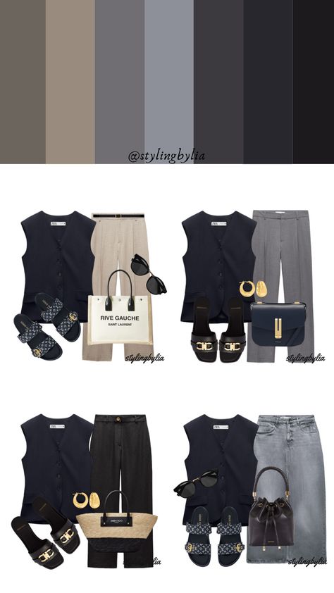 Navy Blue Color Combinations Outfits, Blue Outfit Combination, Dress Code Outfits, Navy Color Palette, Blue Waistcoat, Waistcoat Outfit, Code Outfit, Navy Blue Outfit, Winter Palette