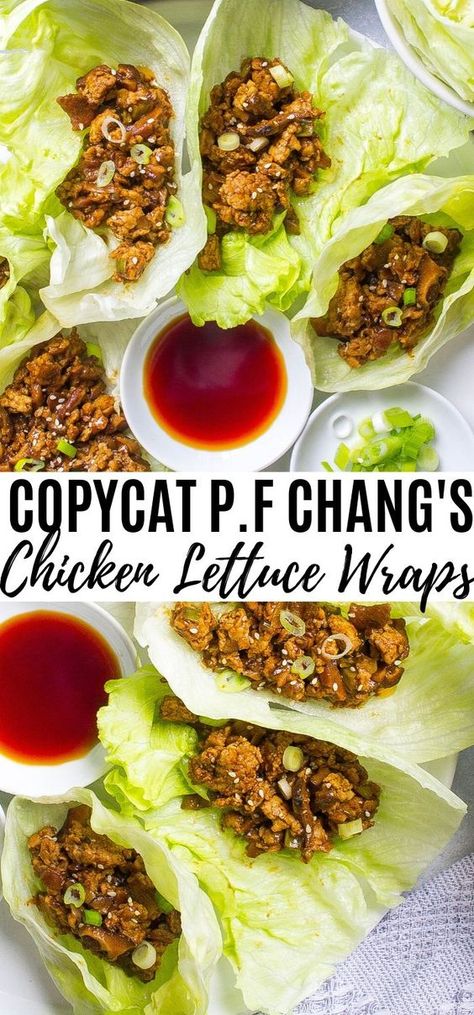 Lettuce Wrap Sauce, Wraps Chicken, Pf Changs Lettuce Wraps, Pf Changs Chicken Lettuce Wraps, Appetizer Dinner, Lettuce Wraps Recipe, Chicken Lettuce Wraps Recipe, Chicken And Veggies, Lettuce Wrap Recipes