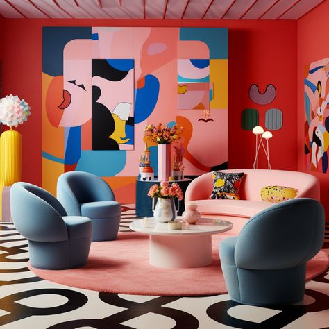 Crazy Interior Design, Funky Interior Design, Maximalist Interior Design, Maximalist Interior, Retro Interior Design, Room Wall Painting, Artsy Design, Cute Diy Room Decor, Deco Salon