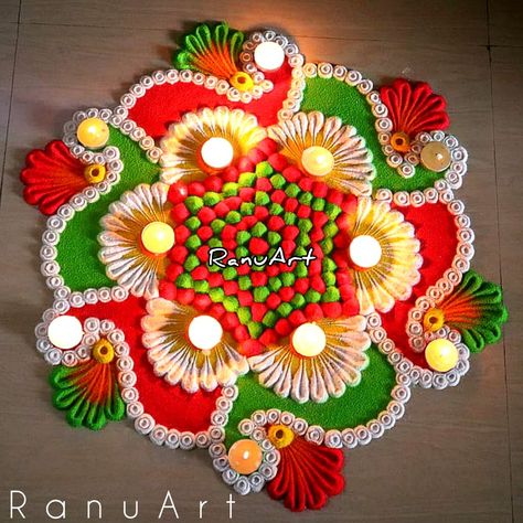 Rangoli Design For Diwali, Rangoli Designs Simple, Traditional Rangoli, Latest Rangoli, Rangoli Art, Rangoli Ideas, Diwali Rangoli, Diwali Festival, Easy Rangoli Designs