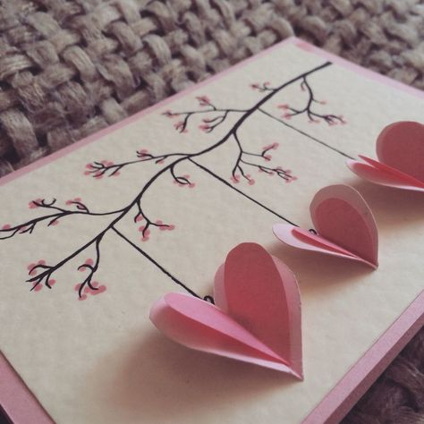 Diary Inspiration, Valentines Day Cards Diy, Valentines Day Cards Handmade, Mother's Day Diy, Hanging Hearts, Mothers Day Crafts, Valentine's Day Diy, Valentine Day Crafts, Valentine Crafts