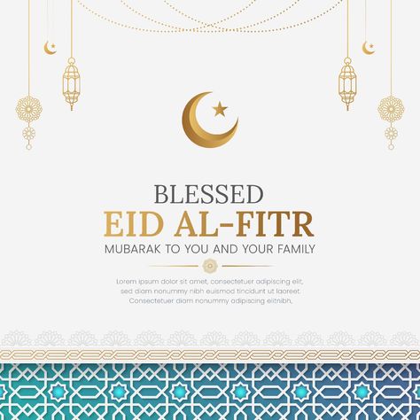 Eid al-Fitr Mubarak greeting card social media post template Eid Al Fitr Greeting, Eid Greeting Cards, Eid Mubarak Greeting Cards, Eid Mubarak Card, Eid Mubarak Greetings, Eid Greetings, Social Media Post Template, Greeting Card Template, Banner Template Design