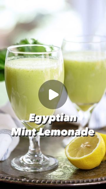 Egyptian Lemonade Recipe, Egyptian Lemonade, Lebanese Mint Lemonade, Suzy Mediterranean, Lemon Mint Juice, Lemonade Video, Egyptian Mint Lemonade, Egyptian Dishes, Lemonade With Mint