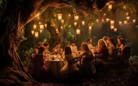 Forest Dinner Party, Fantasy Party Aesthetic, Mid Summer Nights Dream Party Theme, Twilight Themed Wedding, Midsummer Nights Dream Aesthetic, Fae Party, Fantasy Feast, Midsummer Nights Dream Party, Midsummer Festival