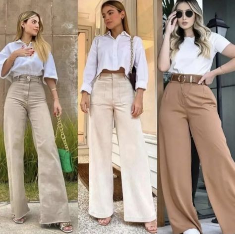 Wide Leg Pant Outfit, Cotton Sharara, Slacks Outfit, Color Blocking Outfits, 70s Inspired Fashion, Fashion Illustration Vintage, Beige Outfit, Outfit Mujer, Sharara Set