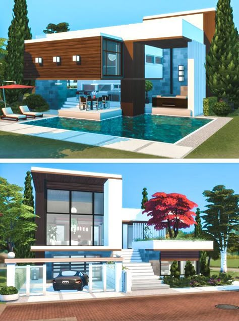 Casa No The Sims, Sims4 Base Game, Modern Sims 4 House, The Sims 4 Modern House, Sims 4 Luxury House, Sims 4 Houses Base Game, Sims 4 House No Cc, Sims 4 Houses No Cc, House Design Sims 4