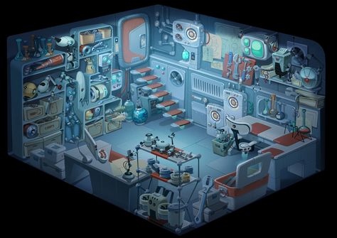 ArtStation - Environment concept art, Egor Afonin Sci Fi Isometric Room, Scifi Lab Concept Art, Concept Art Environment Interiors, Futuristic Laboratory Concept Art, Sci Fi Room Concept Art, Scifi Environment Concept Art, Futuristic Spaceship Concept Art, Sci Fi Laboratory Concept Art, Stylized Environment Concept Art