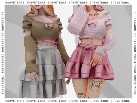 ✰Fairycore-skirt-Babyetears✰ The Sims 4 Pack, Top Long Skirt, Cc Folder, Sims Packs, Sims 4 Anime, Fairycore Clothes, The Sims 4 Packs, Sims 4 Body Mods, Tumblr Sims 4