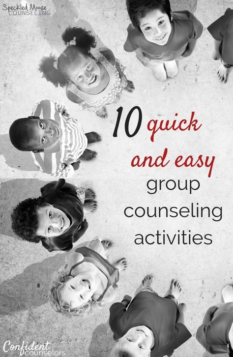 10 Quick and Easy Group Counseling Activities. What are you favorite group counseling activities that don't require tons of printing or planning? Gretchen from Speckled Moose counseling as easy no-print counseling activities for small group counseling. Small Group Counseling Elementary, Support Group Activities, Recovery Games, Child Counseling, Group Counseling Activities, Group Therapy Activities, School Counseling Activities, Social Skills Groups, Group Counseling