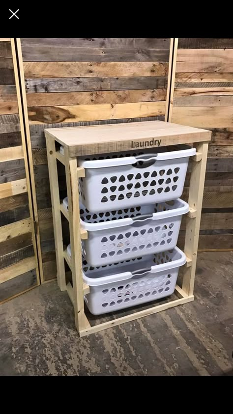 Diy Laundry Rack, Wpc Jali Design, Laundry Room Organization Diy, Apartment Bathroom Organization, Laundry Basket Dresser, Laundry Room Tables, Diy Laundry Basket, Basket Rack, Diy Rack