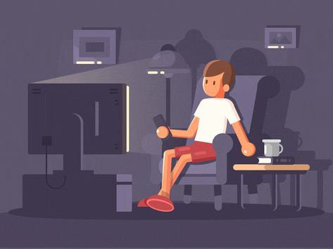 Watching Tv Reference, Watching Tv Drawing, Watching Tv Illustration, People Watching Tv, Illustration Gif, Line Animation, Cartoon Characters As Humans, Cute Bunny Cartoon, Boy Illustration