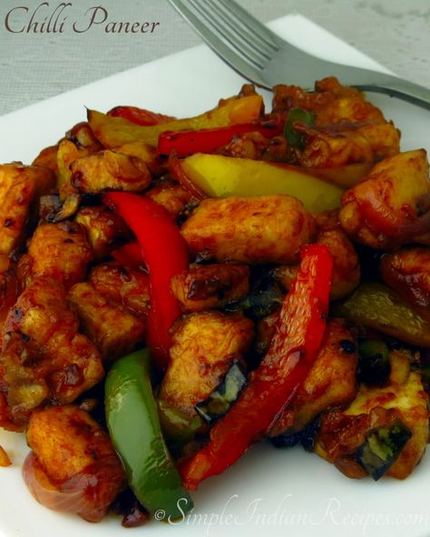 Dry Chilli Paneer:  Chili #paneer is a popular Indo Chinese dish often served as a starter. It is found in restaurants in India, but can be made at home easily. Try the #recipe @ https://simpleindianrecipes.com/chillipaneer.aspx  #indianrecipes #simpleindianrecipes Chilli Tofu, Veg Starters, Chinese Sauces, Chili Paneer, Frozen Lunches, Chilli Paneer, Indian Meal, Easy Indian Recipes, Vegetarian Sides