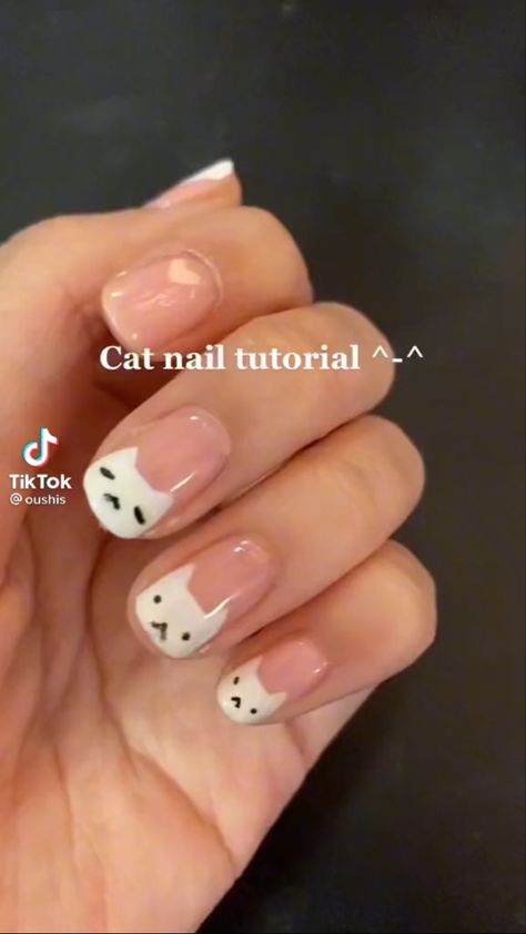 Kitty Nails, Cat Nail, Hippie Nails, Simple Gel Nails, Pretty Gel Nails, Really Cute Nails, Cute Gel Nails, Soft Nails, Cat Nails