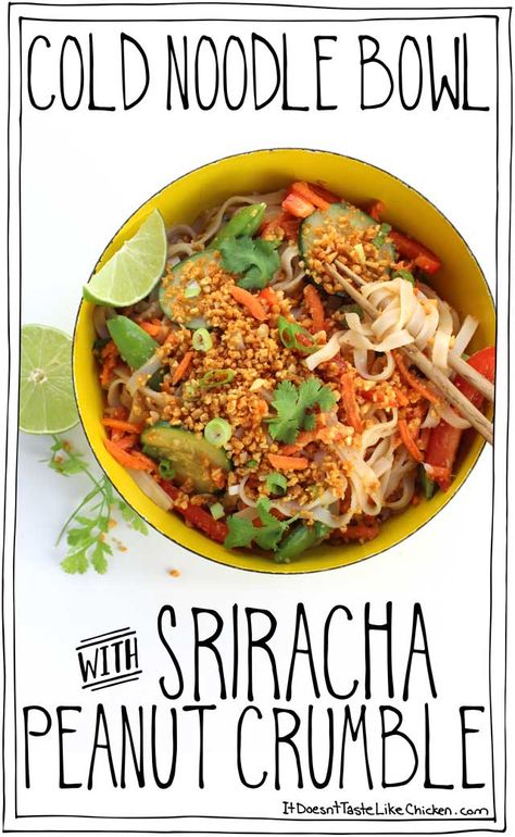 Lime Noodles, Bowls For Dinner, Easy Summer Dinner, Crunchy Veggies, Night Dinner Recipes, Spicy Peanut Sauce, Cold Noodles, Vegan Blog, Vegan Salads