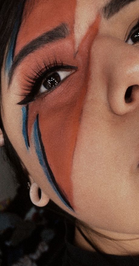 #davidbowie #lightningbolt David Bowie Lightning Bolt Makeup, Lightning Bolt Makeup, Lightning Makeup, David Bowie Lightning Bolt, Mlp Cosplay, Lightning Bolt, David Bowie, Makeup