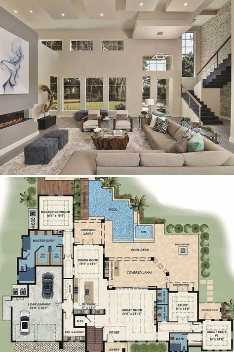 #plans #floorplans #newbuild #ideas #goals #vision #dream #dreamhouse #newchapter #waterfront #waterview #ocean #sea #beachliving #oceanfront #lakefront #lake #beach #palmtrees #boathouse #kayaking #canoeing #boating #onthewater 4000 Sq Ft House Plans, Luxury House Floor Plans, Florida House Plans, Luxury Floor Plans, Modern House Floor Plans, Little House Plans, House Plans Mansion, Mansion Floor Plan, House Plans One Story