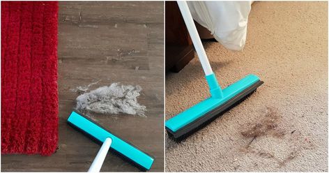 We have the ultimate Kmart hack and it comes in the form of a $6 Kmart rubber broom that reviews say work better than a vacuum cleaner and we have proof. Kmart Hack, Rubber Broom, Kmart Hacks, A Broom, Cleaning Organizing, Vacuums, Rugs And Carpet, Cleaning Tools, Web Site