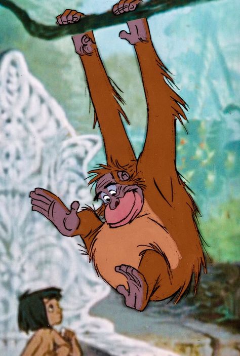 The Jungle Book King Louie Production Cel (Walt Disney, 1967). King Louie Jungle Book, Jungle Book Characters, Jungle Cartoon, Boondocks Drawings, Disney Play, Jungle Book Disney, Disney Characters Wallpaper, Disney Paintings, Kawaii Disney