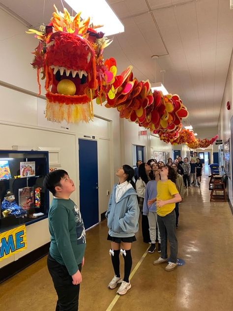 Collaborative Cavell Art Project - Lunar New Year Dragon Lunar New Year Dragon Art, Lunar New Year Art Projects, Lunar New Year Art, Lunar New Year Dragon, Dragon Classes, Dragon Project, Chinese Dragon Art, 3d Art Projects, Group Art Projects