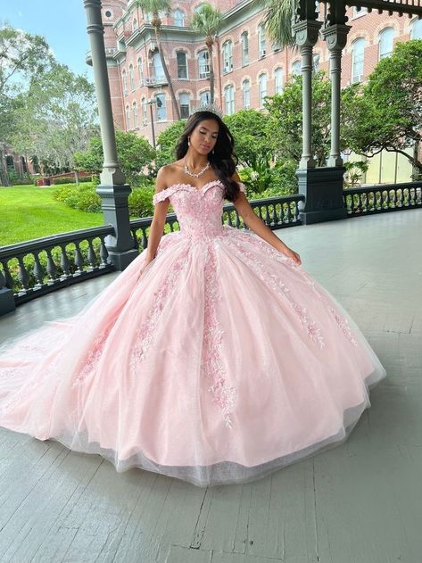 Quince dresses are a lovely, traditional choice for young women celebrating their 15th birthdays in several Latin American countries. Quince dresses represent the passage from childhood to womanhood, and the occasion is commemorated with a formal ball. If you're looking for a quince dress that will make you feel like a princess, take inspiration from these high-end versions of traditional ball gowns. We hope our advice helped you find the ideal quince dress for your special day. Ball Princess Dress, Not Poofy Quinceanera Dress, Pale Pink Quinceanera Dresses, Baby Pink Sweet 16 Dress, Simple Quince Dresses, Quinceñera Dresses Pink, Baby Pink Quince Dress, Pink Ball Gowns Princesses, Pink Xv Dresses