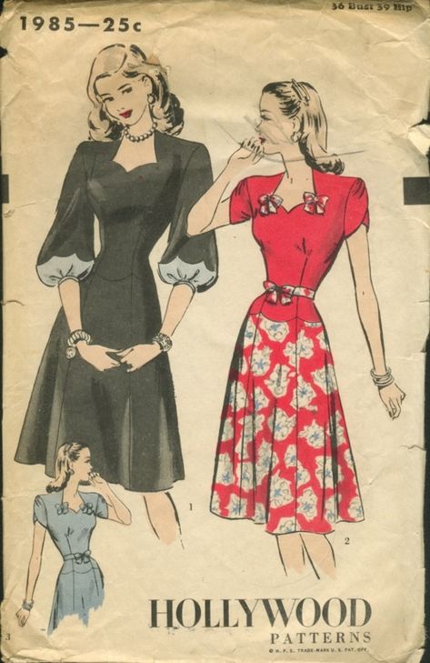 A Line Skirt Dress, 40’s Dresses, 1950s Winter Dress, 1940s Cocktail Dress, 1985 Fashion, Type Of Sleeves, 1940s Patterns, 1940s Hollywood, Balloon Type