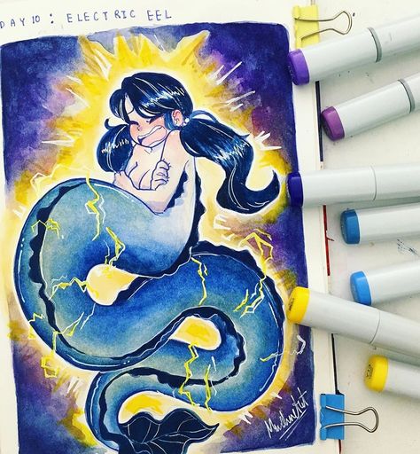 Electric Eel Mermaid, Eel Mermaid, Electric Eel, Role Play, The Last Time, Cute Drawings, Mermaid, Snoopy, Electricity